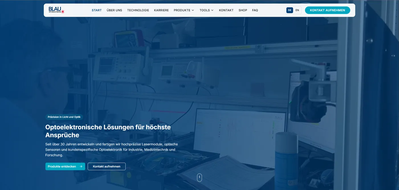 Screenshot: Blau Optoelektronik