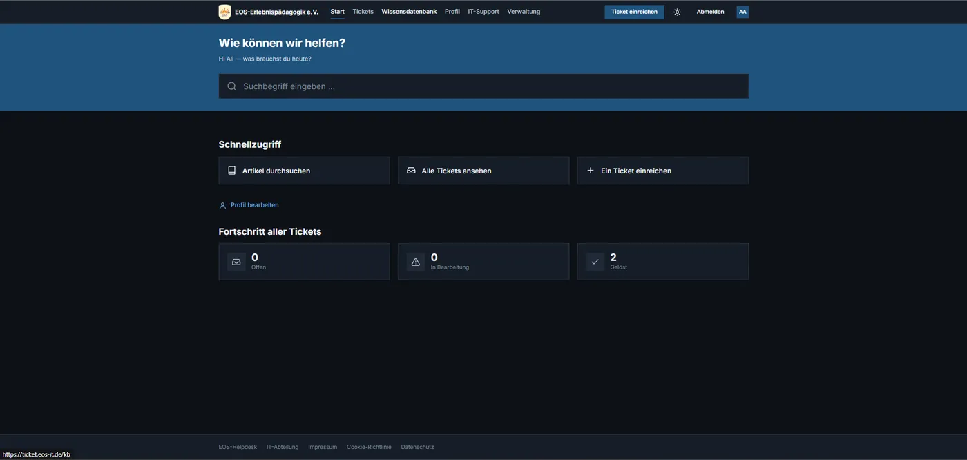 Screenshot: IT-Ticketsystem